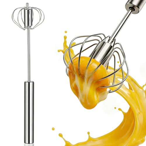 Stainless Steel Hand-Push Whisk: Semi-Automatic Egg Beater for Effortless Mixing, Ideal Kitchen Tool for Baking, Whipping & Frothing