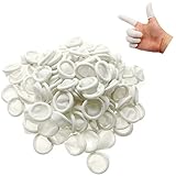 Lind Kitchen 150pcs Disposable Latex Finger Cots Protective Fingertips Gloves Rubber Industrial Fingerstall Sleeves 65x25mm (White)