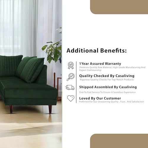 Image of Gratly RHS 4 Seater L Shape Sofa Set for Living Room (Green Colour) Premium Fabric Sofa