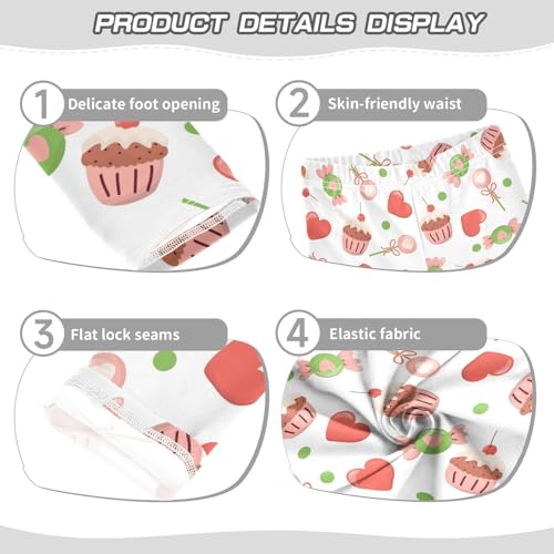 Heart Muffin Lollipop and Candy Girls Leggings,Workout Leggings for Girls Toddler Athletic Leggings Size for 3-10T3