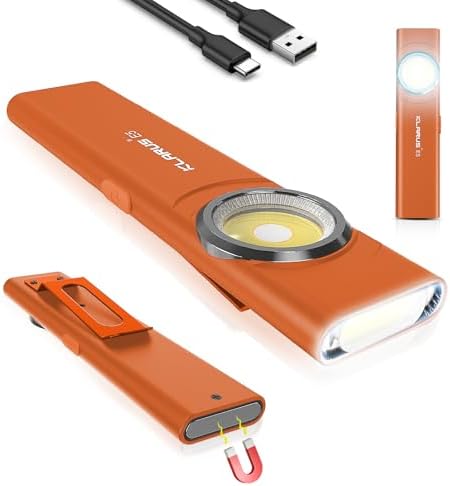 klarus E5 USB C Wiederaufladbare Klein Taschenlampe,COB-Arbeitsleuchte, 600 Lumen, flache Mini Taschenlampe mit Magnetfuß und Schnallenclip. Geeignet für Wartung, Camping, Wandern,