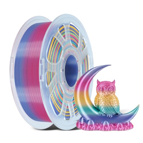Kingroon Silk PLA Filament 1.75mm Rainbow Filament 3D Printer Filament Color Changing Filament 1kg Dimensional Accuracy +/- 0.02mm,Fit Most 3D Printers(Candy)