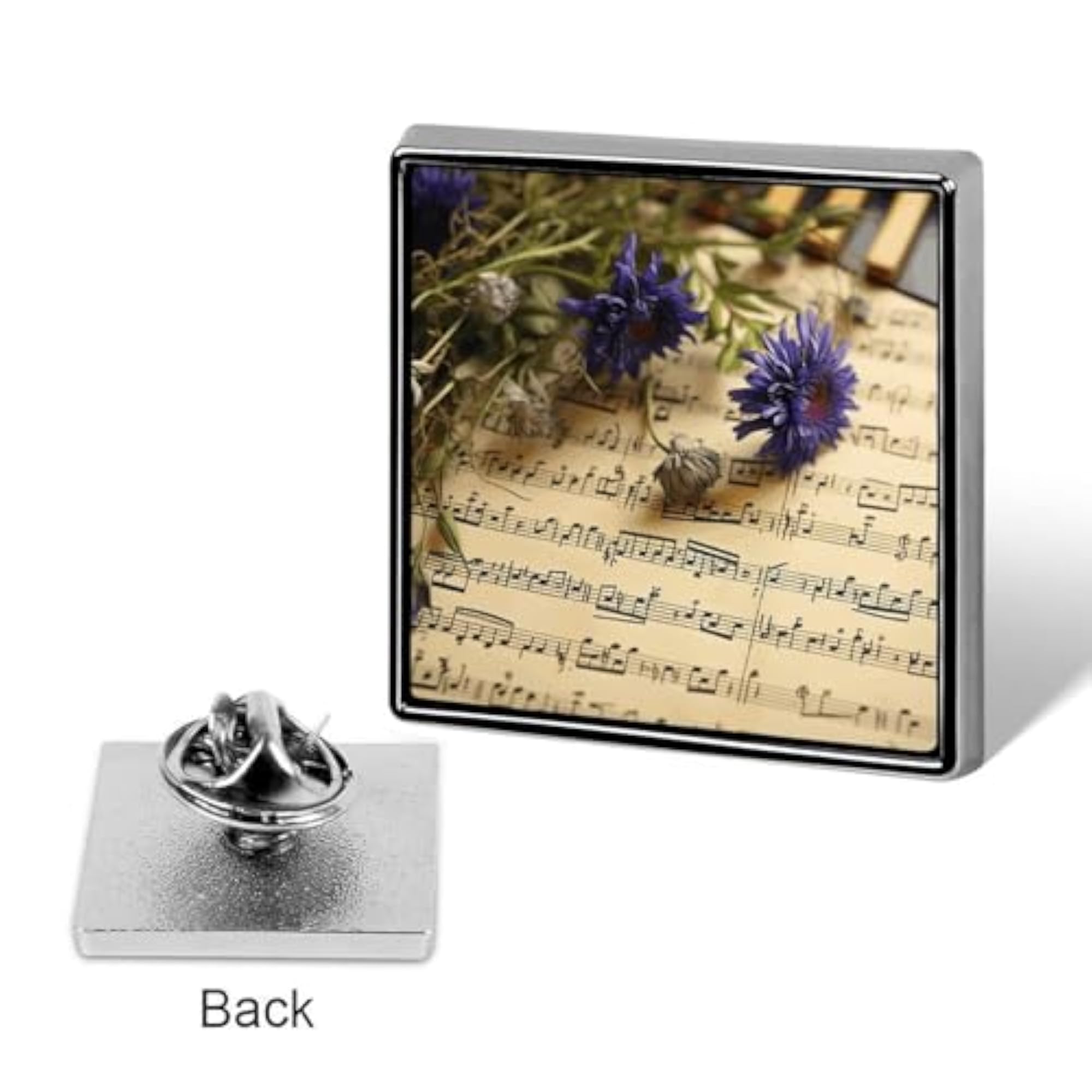 Serene Coastal Metal Square Lapel Pin Badge, Accessory