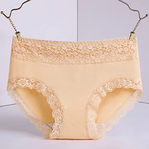 ZLBDYG Pacote de calcinhas femininas plus size de algodão com virilha respirável para mulheres, Bege