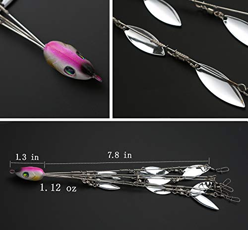 5 Arms Alabama Umbrella Rig Fishing Ultralight Tripod Bass Lures Bait Kit Junior Ultralight Willow Blade Multi-Lure Rig (12 Blade Kit (48Pcs)) #TOP3