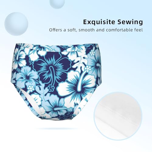 Blue Hibiscus Floral Girls' Underwear Soft Cotton Little Girls Panties Comfort Briefs3