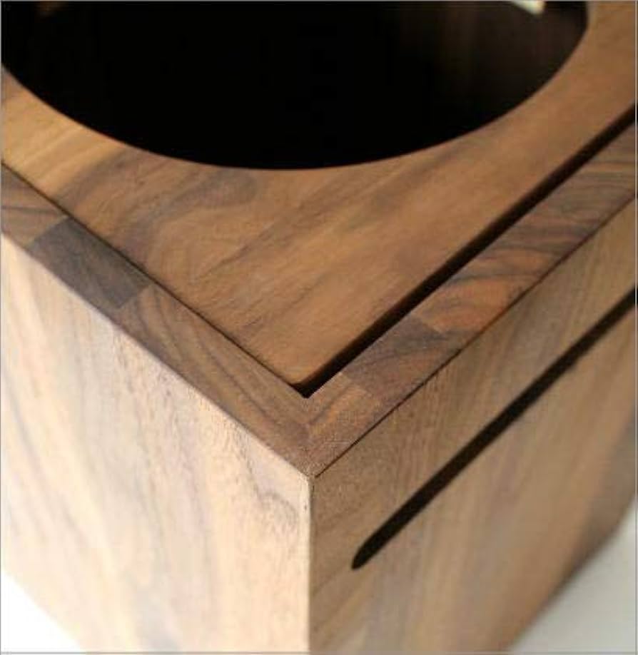 Amazon｜ゴミ箱 木製 ウォールナット 無垢 木目 四角 ふた付き 袋