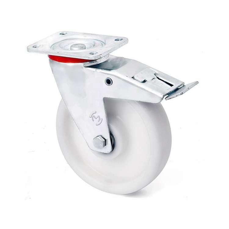 WIKO Schwerlastrollen 160 mm Transportrollen - Aluminium Polyamid Rolle Set bis 500 kg - Lenkrollen mit Bremse - Bockrollen (Lenkrolle mit Bremse)
