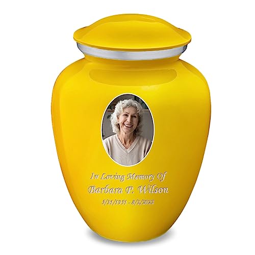 Image of Geturns Embrace Adult Personalized Picture Cremation Urns for Human Ashes I Large Photo Yellow Funeral Urn for Men and Women I 200 lbs