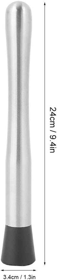 Bar Muddler, Stainless Steel Cocktail Muddler Drink Smasher with Textured Head for Mojitos Fruit Drinks