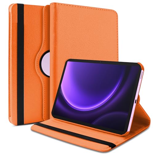 Image of TGK Rotating Cover for Samsung Galaxy Tab S9 FE 10.9 inch Tablet 360 Degree Rotating Leather Flip Case (Orange)