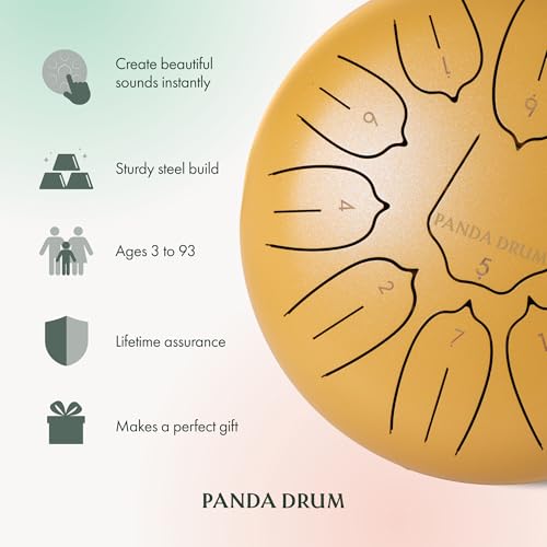 image for Panda Drum Plus (Sandstone) | Steel Tongue Handpan with Music Book, Ma