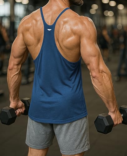 AMERICAN HEAVEN Men's 5 Pack Dry Fit Y-Back Muscle Tank | Stringer Workout Tank Tops3
