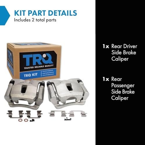 Image of TRQ Rear Driver and Passenger Side Brake Caliper Set Caliper Brackets Hardware Compatible with 15-19 Chevrolet Colorado 15-19 GMC Canyon