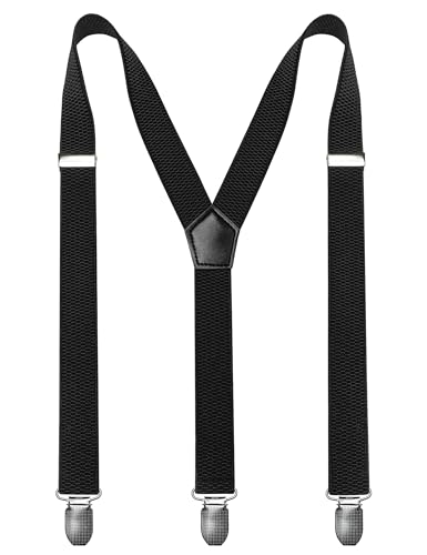 Image of RBOCOTT Mens Solid Color Suspender with 3 Cilps Adjustable Braces