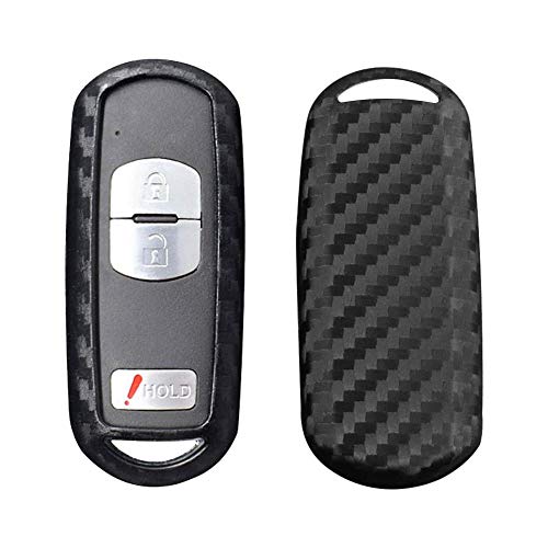 WXGY - Funda Protectora para Llave de Coche de Fibra de Carbono para Mazda 6 Axela CX-3 CX-5 CX5 CX-7 CX7 CX-9 RX8, Without Hook, 1 Unidad