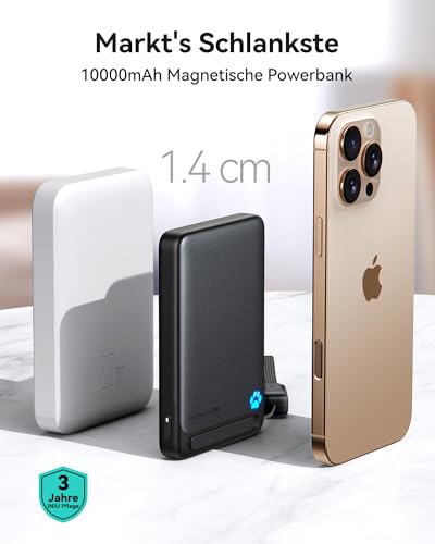 INIU Qi2 Certified Magnetic 45W Power Bank, Slim 10000mAh Fast Charging Portable Charger, with USB C in&Out Cable, Battery Phone Charger for iPhone 16/16 Plus/16 Pro Max, iPhone 15/14/13 Series, Blue