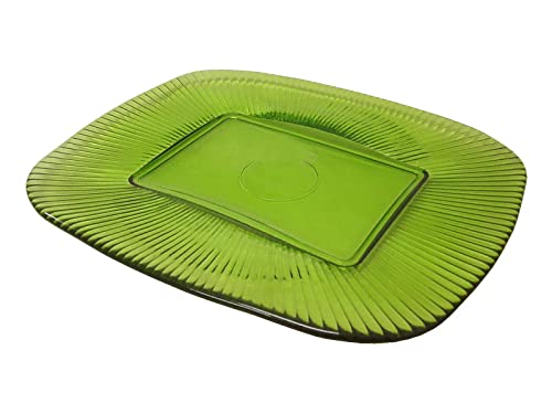 WH WORKING HOUSE Bandeja Plato PRESENTACION Cristal Rayas Verde Grande