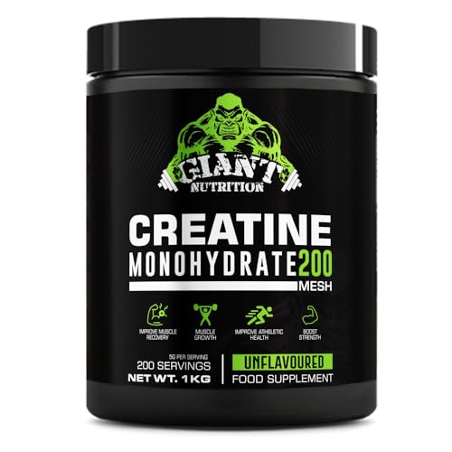 Giant Nutrition – 1KG Creatine Monohydrate Creatine, Boost Muscle Mass, Bulk & Strength, Excellent Pre & Post Workout for Men & Women, Energy & Performance