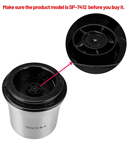 Secura Electric Coffee And Spice Grinder Replacement Parts Stainless Steel Removable Grinder Bowl For Model Sp-7412, 1 Electric Blade Grinder Bowl #TOP3