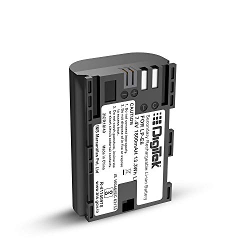 DIGITEK® (LP-E6) 1800 mAh Secondary Li-ion Rechargeable Battery for DSLR Camera, Compatibility – EOS 5D Mark IV, EOS 5Ds, 5DS R, EOS 6D, EOS 6D Mark II, EOS 7D, EOS 7D Mark II and More In BigPSMOffers