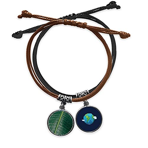 Pulsera de hoja de plátano cadena de cuero cuerda de mano y foto naturaleza mundo