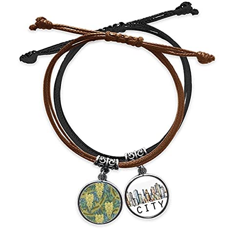 Bracelet fleurs oiseaux estampe japonaise en corde et cuir Sidi, le cadeau idéal unique