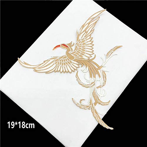 Fenghuang Bird Embroidery Patch Iron In Ancient Style And Famous Ethnic Style Sewing Decorative Embroidery Diy Articles And Crafts Stickers On Sewn Clothes（Light Coffee） #TOP1