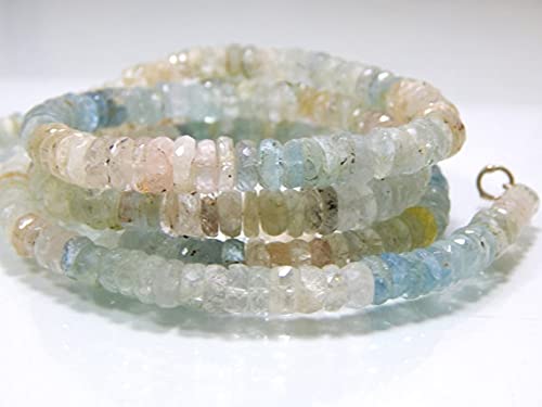 LKBEADS Multi Aquamarine Facetecd koraliki do opon kształt koła 6 x 7,5 mm 23 cm