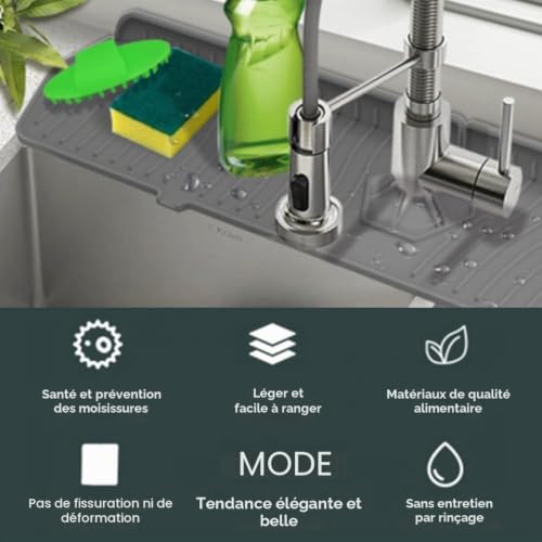 TBEONE Tapis Absorbant pour Robinet épaississant, Protection Contre Les éclaboussures pour évier de Robinet de Cuisine, Grand Tapis de récupération d'eau en Silicone pour Robinet – vue 4