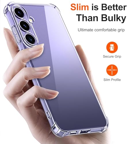 Image of Lustree Back Cover Transparent Case Compatible with Samsung Galaxy S24 Plus | Clear + TPU Case with 4 Corner Air Cushion Protection & Camera Protection | Slim& Stylus Cover