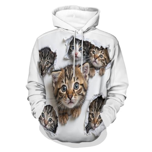 Sweat à capuche homme chats amusants au style de déchirure de papier