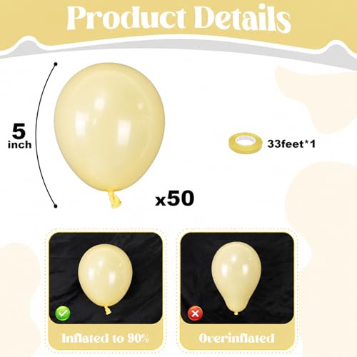 Image of Togvu Pastel Yellow Balloons, 50Pack 5 Inch Small Mini Light Pale Yellow Latex Party Balloons for Birthday Wedding Baby Shower Sunflower Easter Party Decorations Supplies