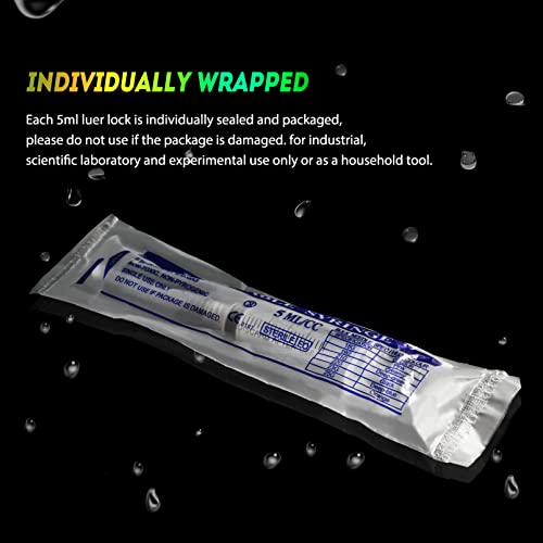 Image of 5ml Syringe 22 Gauge 1.2 inch Needle Lab Disposable Sample Syringes, 20 Pack