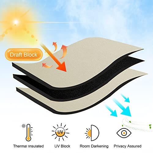 RYB HOME Beige Short Curtains Blackout, 45 inch Durable Cafe Curtains Room Darkening Window Drapes Privacy Protection for Basement Closet Kithen, W34 x L45 inch, 2 Panels