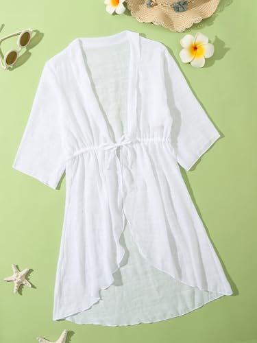 Milumia Girl's Tie Front Chiffon Kimono Swimsuit Bathing Suit Beach Cover Up2