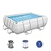 Produktbild Bestway Power Steel Frame Pool-Set mit Filterpumpe 282 x 196 x 84 cm, lichtgrau, eckig