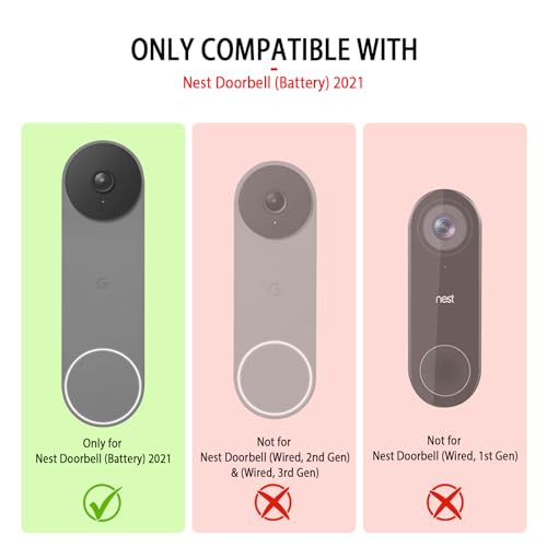 Image of Silicone Case for Google Nest Hello Doorbell (Battery) Cover - Weatherproof Protective Silicone Doorbell Skin Case (Black)