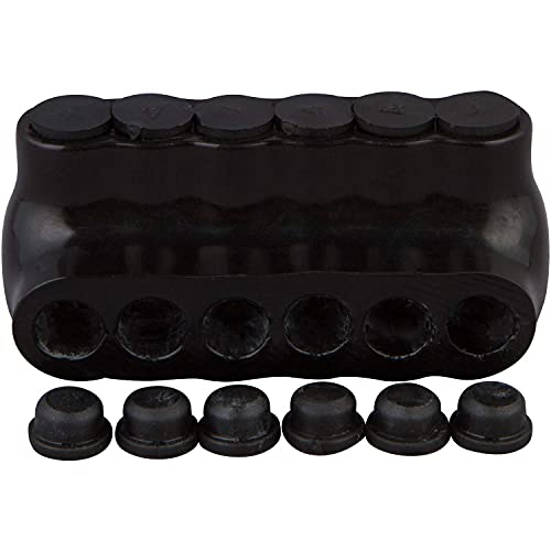 Image of Morris Products 97522 Black Insulated Multi-Cable Connector - Single Entry 6 Ports 2-14, 6, 6 AWG, Dual Rated CU9AL Aluminum, 600V, cULus Listed, 5-Pack