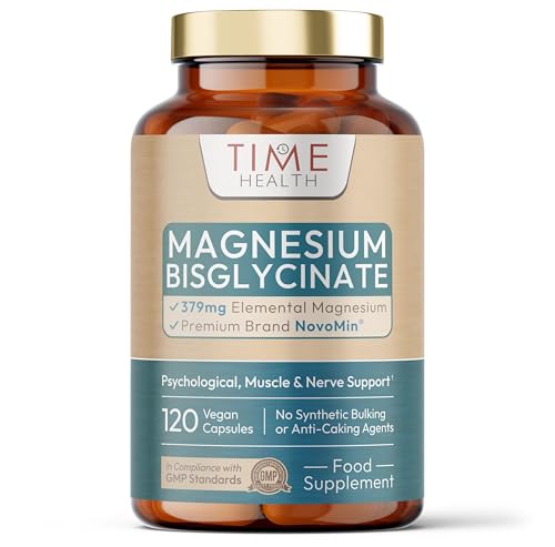 Magnesium Bisglycinate 379mg Elemental Mg Superior Absorption NovoMin Magnesium Glycinate 120 Capsules UK Made GMP Standards Zero Additives Pullulan