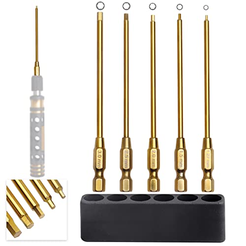 Gohobby Hex Head Allen Wrench Drill Bit Set 1.27Mm 1.5Mm 2.0Mm 2.5Mm 3.0Mm 1/4" Diameter Quick Release Shank Screwdriver Bit Set For Rc Car Quadcopter Hobby Models #TOP4