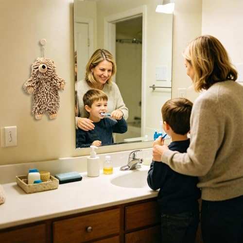 Toalla de mano con forma de oso de chenilla ultra absorbente para baño y cocina 3