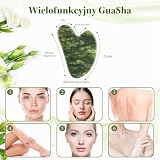 Alyvisun Narzędzie Gua Sha z Naturalnego Zielonego Jadeitu, Kamień do Masażu Gua Sha do Szyi i Ciała, Redukcja Obrzęków i Poprawa Linii Żuchwy z Instrukcją Obsługi, Prezent Pielęgnacyjny dla Kobiet