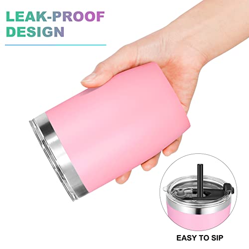Vegond Stainless Steel 12 Oz Tumblers Bulk Vacuum Insulated Double Wall Travel Tumbler With Lid And Straw Reusable Tumbler,Pink #TOP4