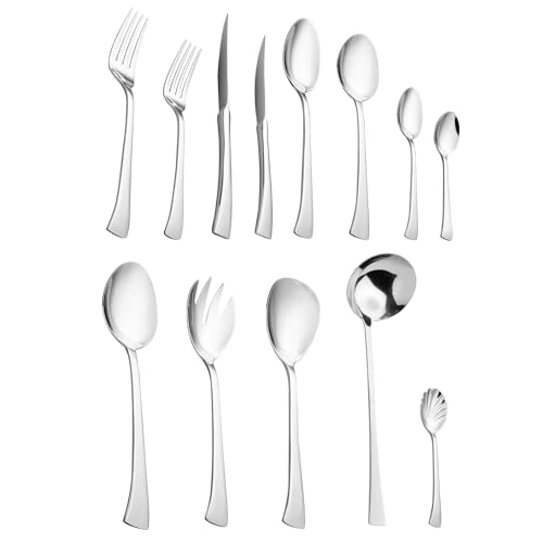 WOLFF - Faqueiro 101 Peças de Aço Inox com Caixa Litografada - Serve 12 Pessoas Incluindo Utensílios para Servir - Linha Berna