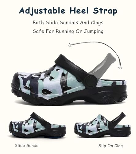 Image of Boys and Girls Tie Dye Clogs for Kids,Unisex Eva Mules for Big Kid,Little Kid,Boy and Girl Closed Toe Slide Sandals,Black and White