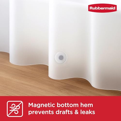 Image of Rubbermaid Frosty Shower Curtain Liner, Waterproof Heavyweight 8g PEVA Shower Liner for Bathroom, with Weighted Magnets and Rustproof Charcoal Gray Grommets, 70x72, Standard Size, Frosty