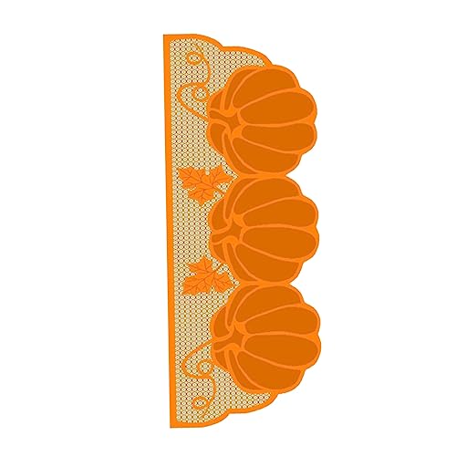 BRIGHTFUFU Burlap Pumpkins Fabric Lace Tablecloth Thanksgiving Table Cover Fireplace Cloth Placemat Ideal for Fall Decor