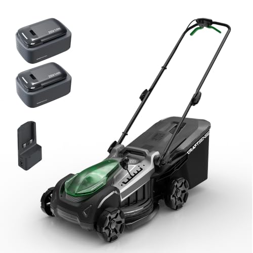 43cm Electric Lawn Mower, 20V Cordless Lawn Mower with 2x5.0Ah...