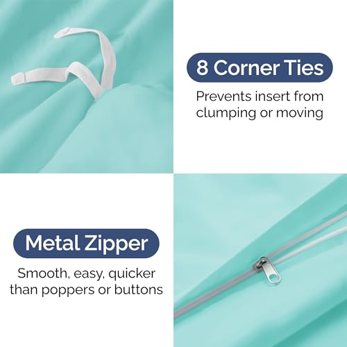 Duvet Cover Full Size - Soft 3 Piece with Zipper Closure - Spa Blue by CGK Unlimited - Image 3